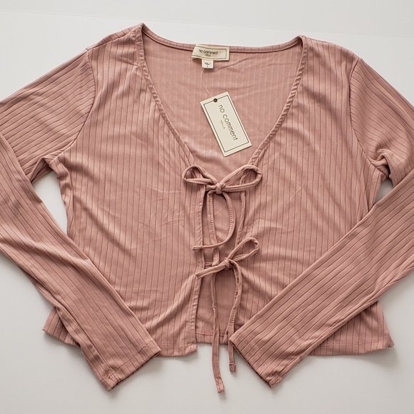 NO COMMENT Tie Front Top - Picture 2 of 5